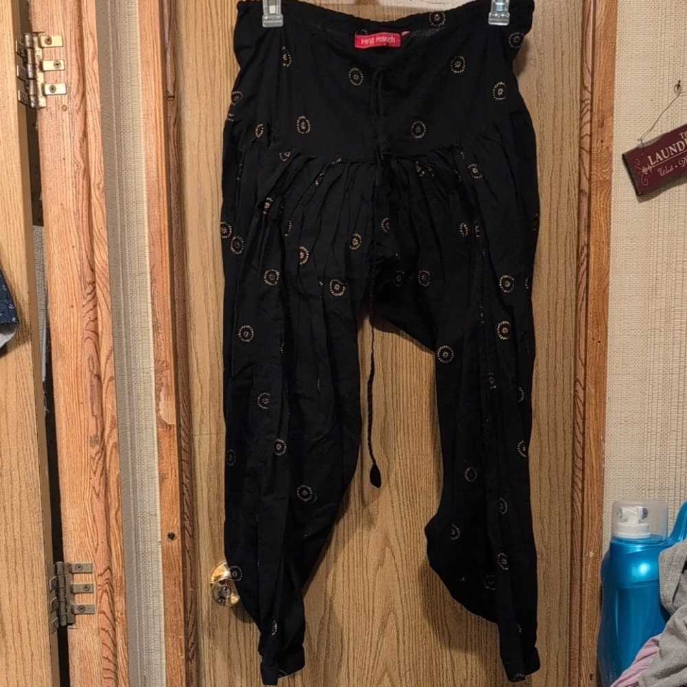 Black Harem Pants with Gold designs size medium
